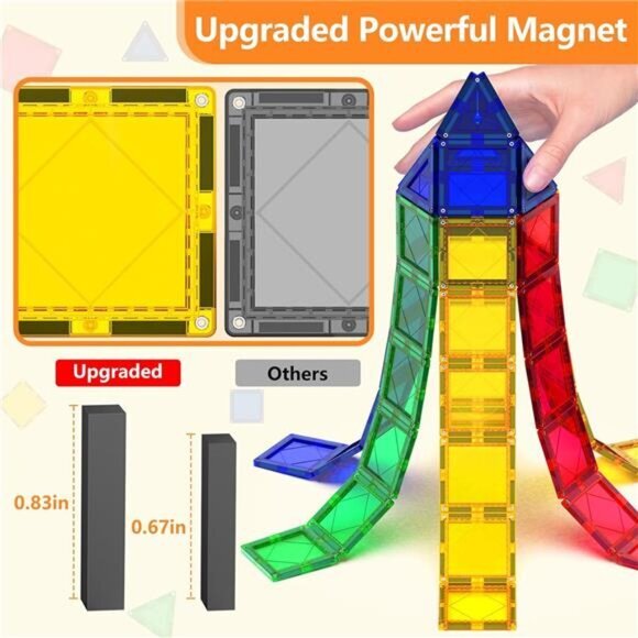 Kids Magnetic Tiles Building Blocks Toys for Toddlers Montessori STEM Preschool - Picture 4 of 6